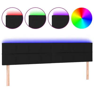 vidaXL LED posteljno vzglavje črno 180x5x78/88 cm blago