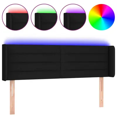vidaXL LED posteljno vzglavje črno 147x16x78/88 cm blago
