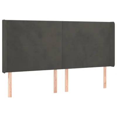 vidaXL Vzglavje z ušesi temno sivo 163x16x118/128 cm žamet