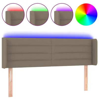 vidaXL LED posteljno vzglavje taupe 147x16x78/88 cm blago