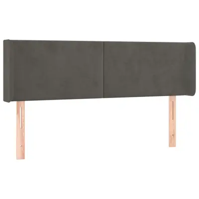 vidaXL Vzglavje z ušesi temno sivo 147x16x78/88 cm žamet