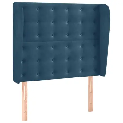 vidaXL Vzglavje z ušesi temno modra 103x23x118/128 cm žamet