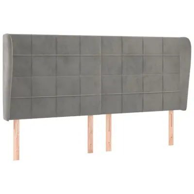 vidaXL Vzglavje z ušesi svetlo sivo 203x23x118/128 cm žamet