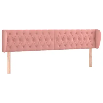 vidaXL Vzglavje z ušesi roza 203x23x78/88 cm žamet