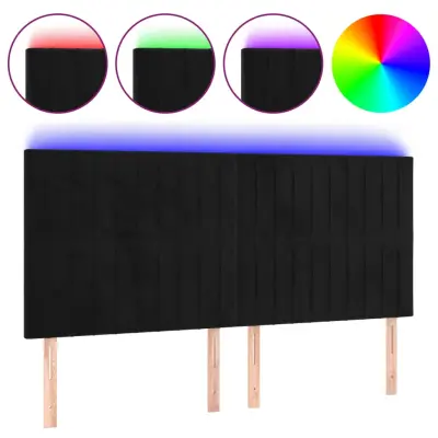 vidaXL LED posteljno vzglavje črno 160x5x118/128 cm žamet