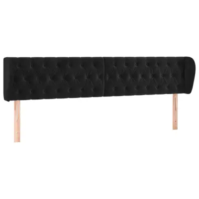 vidaXL Vzglavje z ušesi črno 203x23x78/88 cm žamet