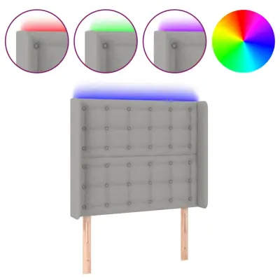 vidaXL LED posteljno vzglavje svetlo sivo 93x16x118/128 cm blago