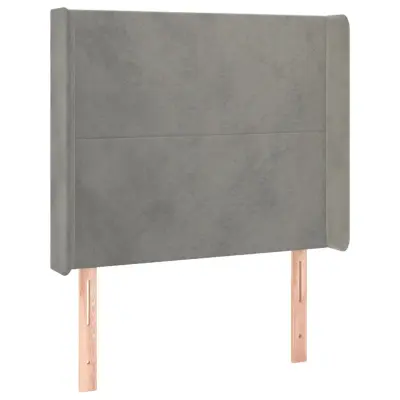 vidaXL Vzglavje z ušesi svetlo sivo 93x16x118/128 cm žamet