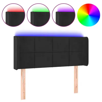 vidaXL LED posteljno vzglavje črno 103x16x78/88 cm žamet