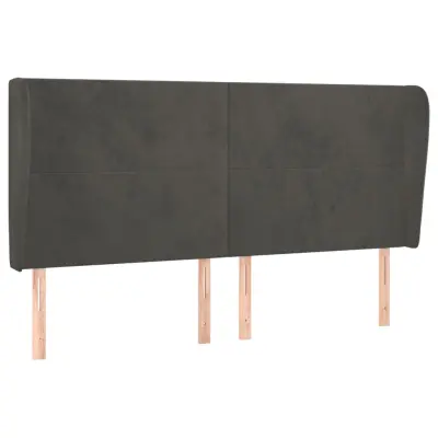 vidaXL Vzglavje z ušesi temno sivo 163x23x118/128 cm žamet