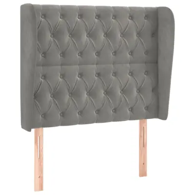 vidaXL Vzglavje z ušesi svetlo sivo 103x23x118/128 cm žamet