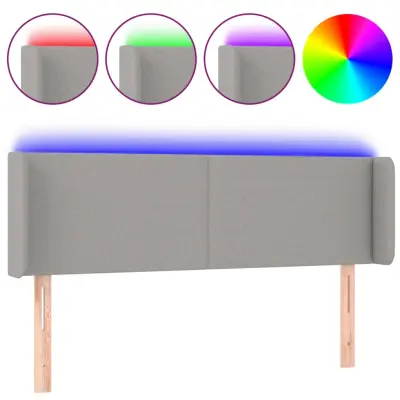 vidaXL LED posteljno vzglavje svetlo sivo 147x16x78/88 cm blago