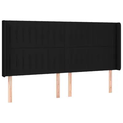 vidaXL Vzglavje z ušesi črno 183x16x118/128 cm blago