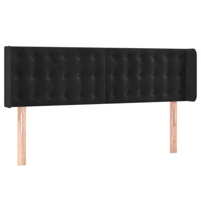 vidaXL Vzglavje z ušesi črno 147x16x78/88 cm žamet