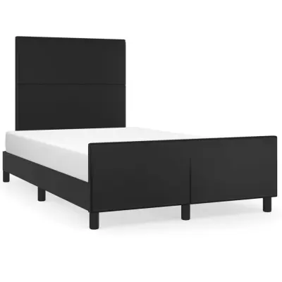 vidaXL Posteljni okvir z vzglavjem črn 120x200 cm umetno usnje