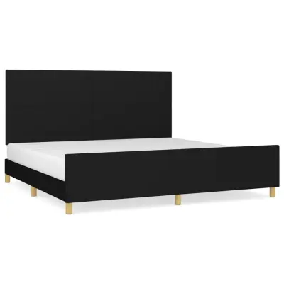 vidaXL Posteljni okvir brez vzmetnice črn 200x200 cm blago