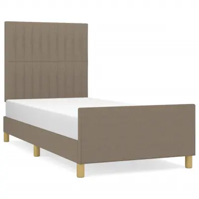 vidaXL posteljni okvir brez vzmetnice Taupe 90x200cm Tkanina