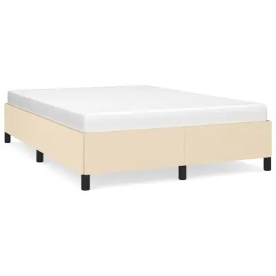 vidaXL Posteljni okvir brez vzmetnice krem 140x190 cm blago