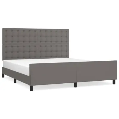 vidaXL Posteljni okvir z vzglavjem siv 180x200 cm umetno usnje