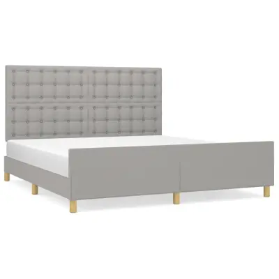 vidaXL Posteljni okvir z vzglavjem svetlo siv 180x200 cm blago