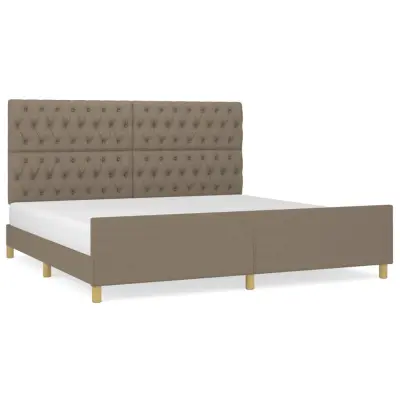 vidaXL Posteljni okvir z vzglavjem taupe 200x200 cm blago