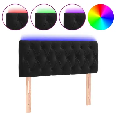 vidaXL LED posteljno vzglavje črno 90x7x78/88 cm žamet