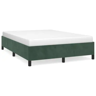vidaXL Posteljni okvir brez vzmetnice temno zelen 140x190 cm žamet