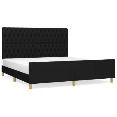 vidaXL Posteljni okvir brez vzmetnice črn 180x200 cm blago