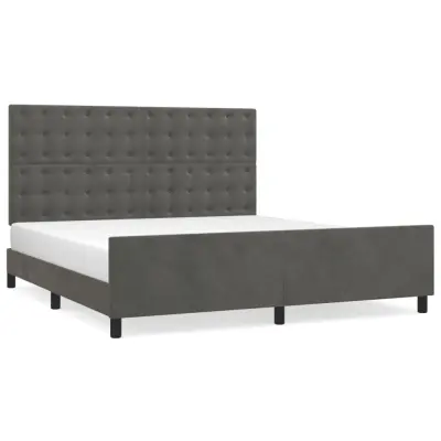 vidaXL Posteljni okvir z vzglavjem temno siv 180x200 cm žamet