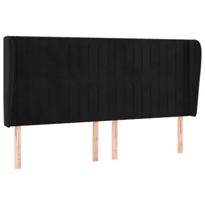 vidaXL Vzglavje z ušesi črno 203x23x118/128 cm žamet