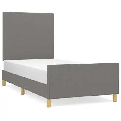 vidaXL Posteljni okvir brez vzmetnice temno siv 90x200 cm blago