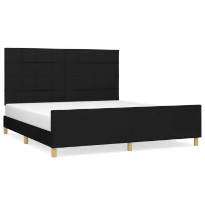 vidaXL Posteljni okvir brez vzmetnice črn 180x200 cm blago
