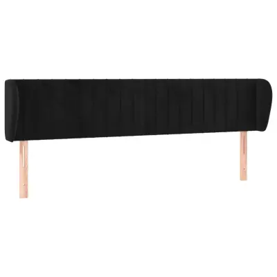 vidaXL Vzglavje z ušesi črno 163x23x78/88 cm žamet