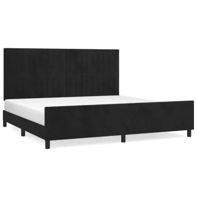 vidaXL Posteljni okvir brez vzmetnice črn 200x200 cm žamet