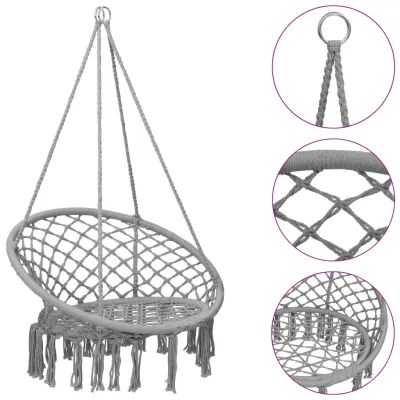 vidaXL Viseči gugalni stol 80 cm siv