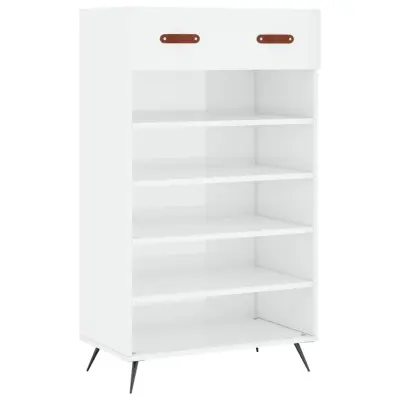 vidaXL Omarica za čevlje visok sijaj bela 60x35x105 cm inženirski les