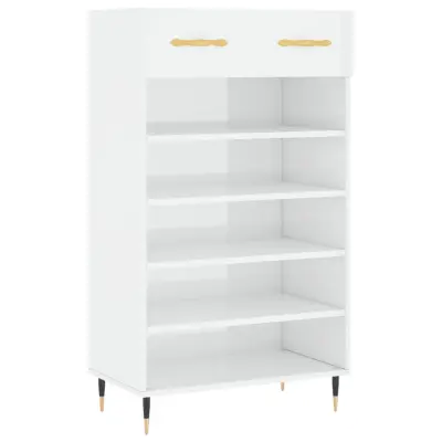 vidaXL Omarica za čevlje visok sijaj bela 60x35x105 cm inženirski les