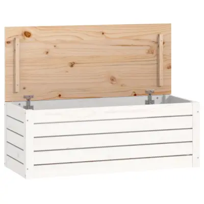vidaXL Škatla za shranjevanje bela 89x36,5x33 cm trdna borovina