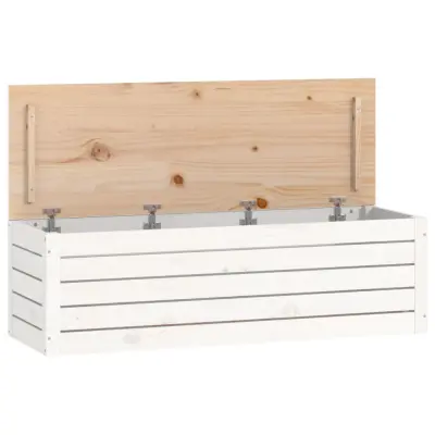 vidaXL Škatla za shranjevanje bela 109x36,5x33 cm trdna borovina