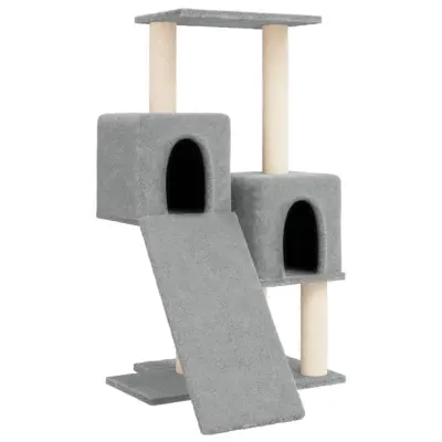 vidaXL Mačje drevo s praskalniki iz sisala svetlo sivo 82 cm