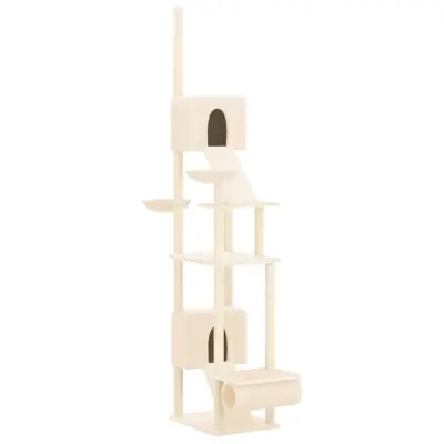 vidaXL Mačje drevo od tal do stropa krem 277-303 cm