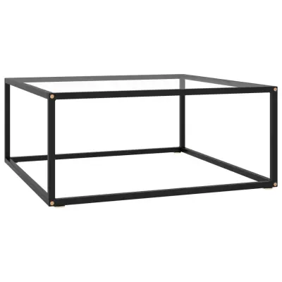 vidaXL Klubska mizica črna s kaljenim steklom 80x80x35 cm