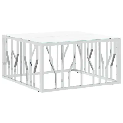vidaXL Klubska mizica srebrna 80x80x40 cm nerjaveče jeklo in steklo