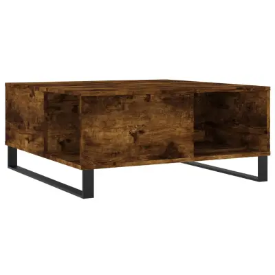 vidaXL Klubska mizica dimljeni hrast 80x80x36,5 cm inženirski les