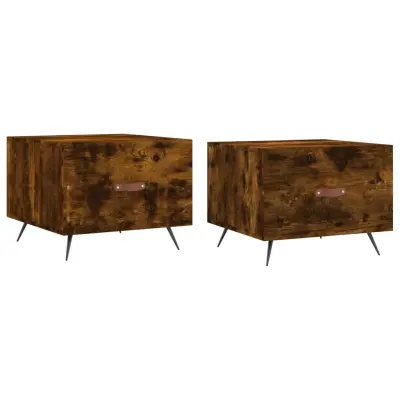 vidaXL Klubske mizice 2 kosa dimljeni hrast 50x50x40 cm inženirski les