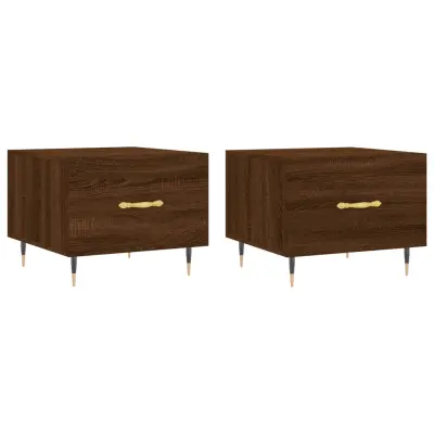vidaXL Klubske mizice 2 kosa rjavi hrast 50x50x40 cm inženirski les