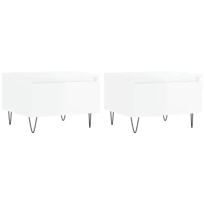 vidaXL Klubska mizica 2 kosa visok sijaj bela 50x46x35 cm inžen. les