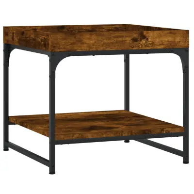 vidaXL Klubska mizica dimljeni hrast 49,5x49,5x45 cm inženirski les