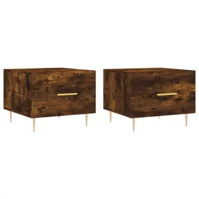 vidaXL Klubske mizice 2 kosa dimljeni hrast 50x50x40 cm inženirski les