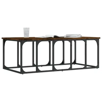 vidaXL Klubska mizica dimljeni hrast 100x50x35,5 cm inženirski les